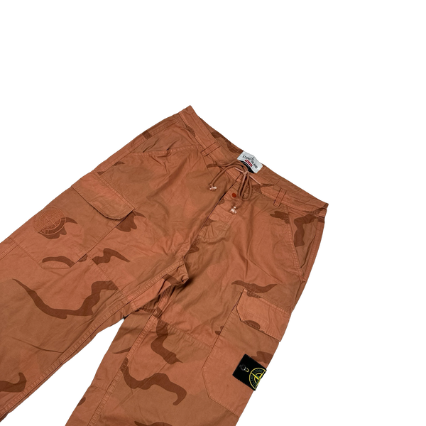 Stone Island x Supreme 2019 Salmon Brushed Cotton 2C Camo OVD Cargo Trousers - 32"