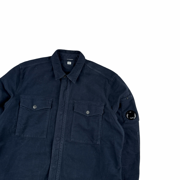 CP Company Mole Skin Cotton Navy Multi Pocket Zipped Overshirt - XL