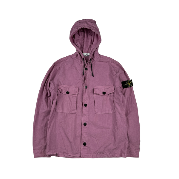 Stone Island 2020 Pink Cotton Hooded Overshirt - Medium