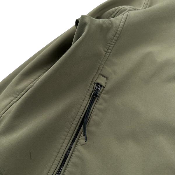 CP Company Khaki Green Fleece Lined Soft Shell Jacket - Large