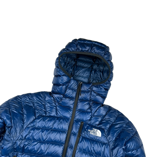 North Face Blue Summit Series 800 Down Hooded Puffer Jacket - Small