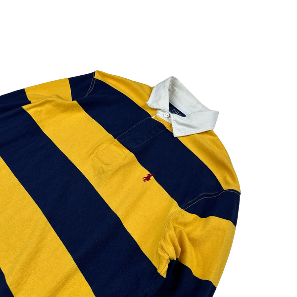 Ralph Lauren Yellow Striped Long Sleeve Rugby Shirt - Medium