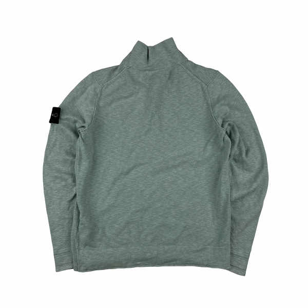 Stone Island 2013 Light Green Lightweight Cotton Buttoned Pullover Jumper - Small