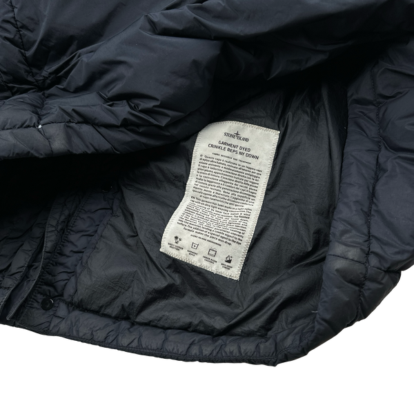 Stone Island Navy Crinkle Reps Down Longline Puffer Jacket - Large