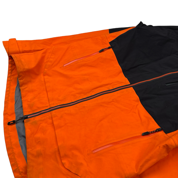 North Face Orange Gore Tex Colour Block Hooded Jacket - Small
