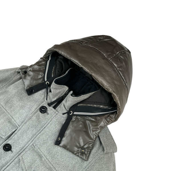 Stone Island 2014 Grey Ice Wool Blend Down Field Jacket - Small