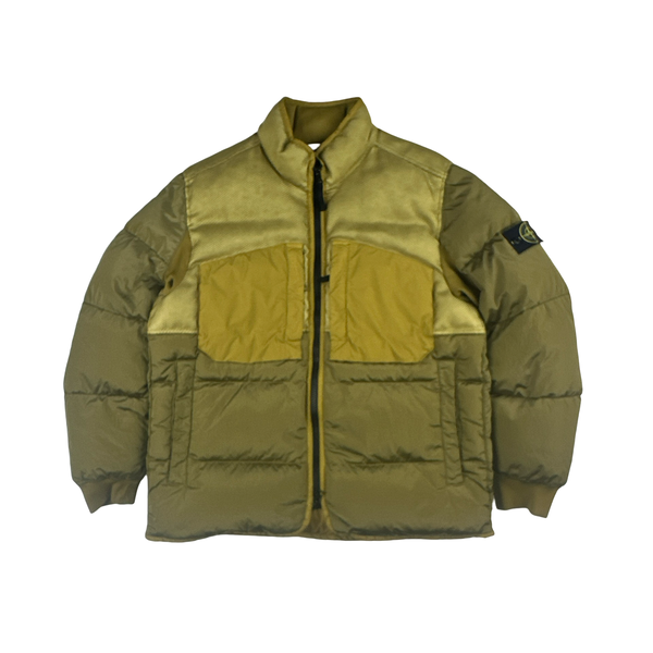 Stone Island 2021 Yellow Panama 6/3 HT Nylon Mix Fabrics Down- TC Puffer - Large