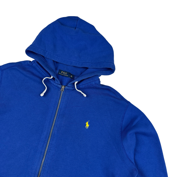 Ralph Lauren Blue Thick Cotton Zipped Hoodie - XL