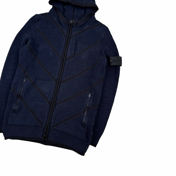 Stone Island Dark Navy Shadow Project Knit Zipped Hooded Jumper - Small