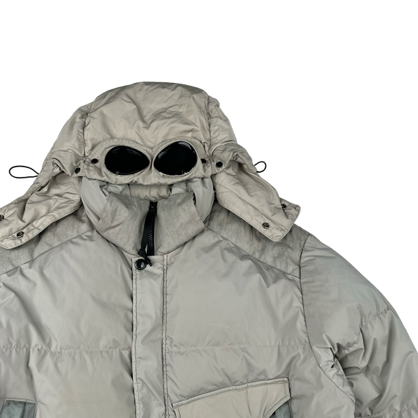 CP Company Cream Nycra Goggle Down Puffer Jacket - Large