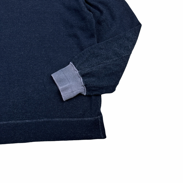 Stone Island 1988 Navy Knitted Cotton Spellout Vintage Pullover - XL