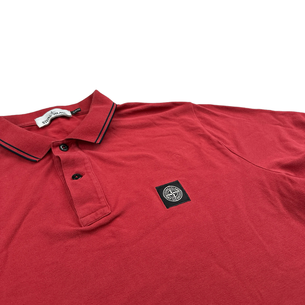 Stone Island 2015 Red Cotton Slim Fit Polo Top - 3XL