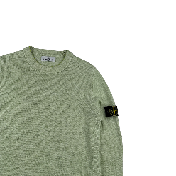 Stone Island 2014 Green Silk Blend Fine Knitted Crewneck - Large