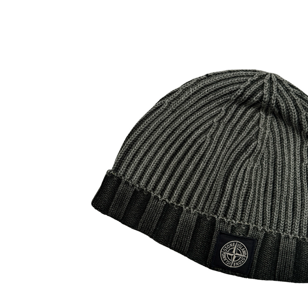 Stone Island Dust Treatment Garment Dyed Patch Beanie Hat