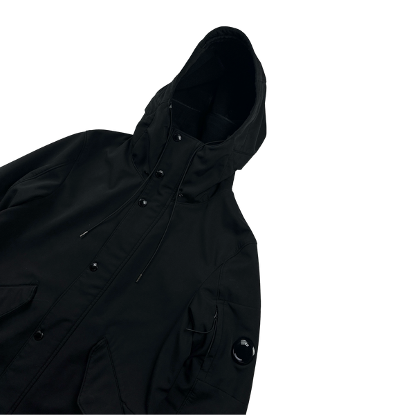 CP Company Black Soft Shell Fishtail Parka Jacket - Small