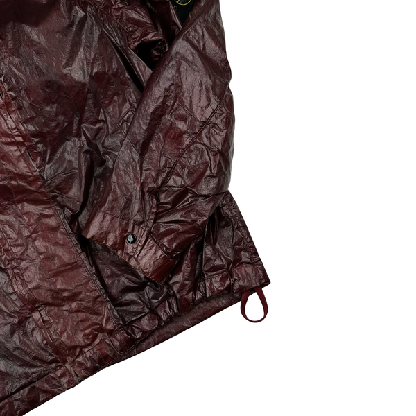 Stone Island 2001 Dark Red Micro Felt Transparent Laminated Web Jacket - Medium