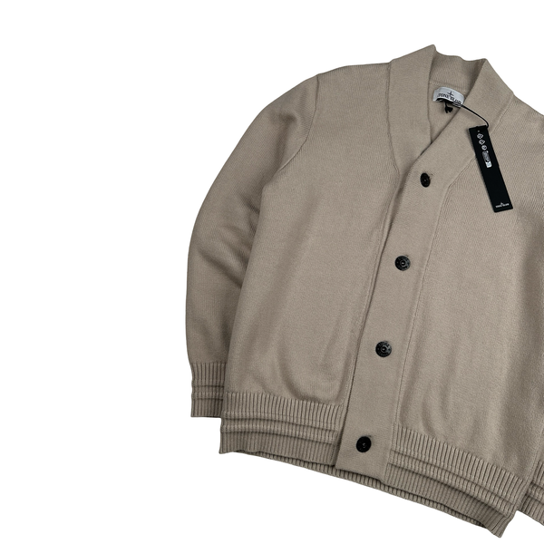 Stone Island 2024 Beige Wool Knit Buttoned Jumper - Medium