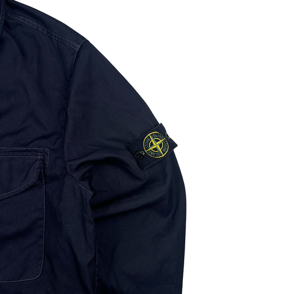 Stone Island 2003 Navy Contrast Stich Poly Overshirt - Large