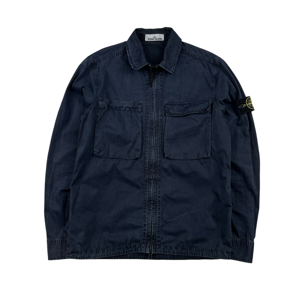 Stone Island 2018 Navy Cotton Zipped Overshirt - Medium