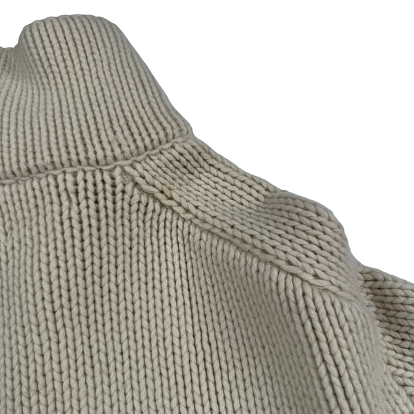 Stone Island 1997 Heavyweight Cream Zipped Thick Knit Jumper - Large