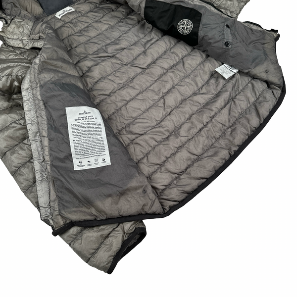 Stone Island 2015 Grey Garment Dyed Hooded Puffer Jacket - Medium