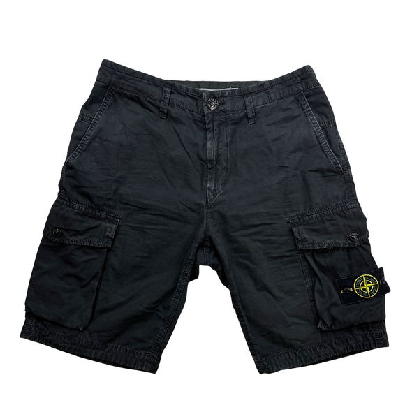 Stone Island 2021 Washed Black Slim Fit Shorts - Medium
