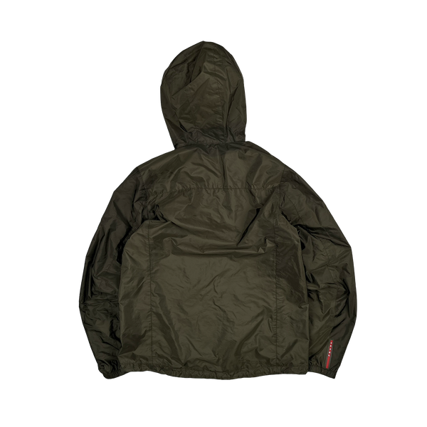 Prada Blue/Khaki Red Tab Reversible Nylon Windbreaker Jacket - XL