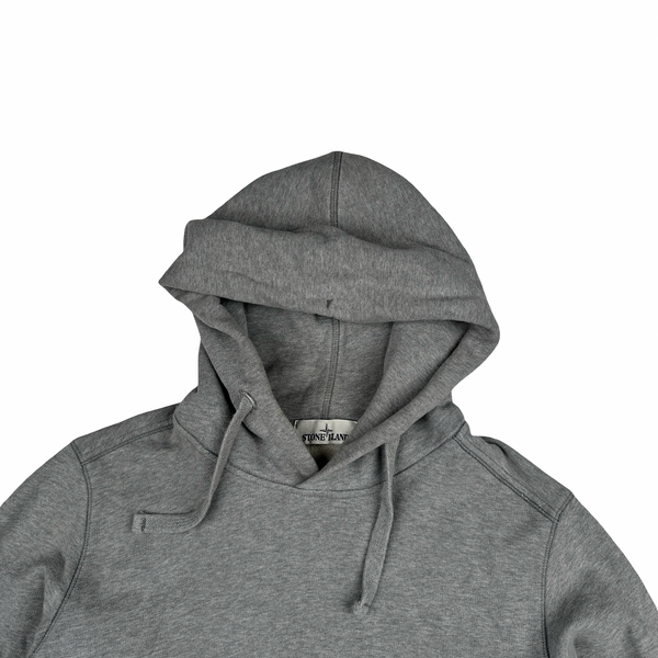Stone Island Grey Cotton Pullover Hoodie - Medium