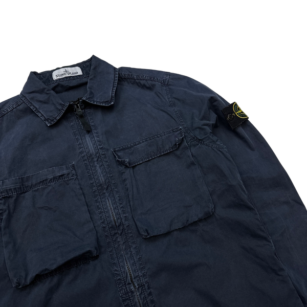 Stone Island 2018 Navy Cotton Zipped Overshirt - Medium
