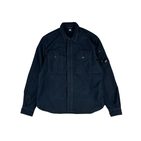 CP Company Navy Moleskin Double Chest Pocket Overshirt Jacket - XL
