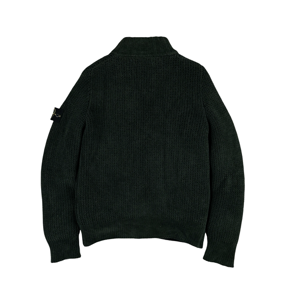 Stone Island Green President Knit Down Bomber Jacket - Medium