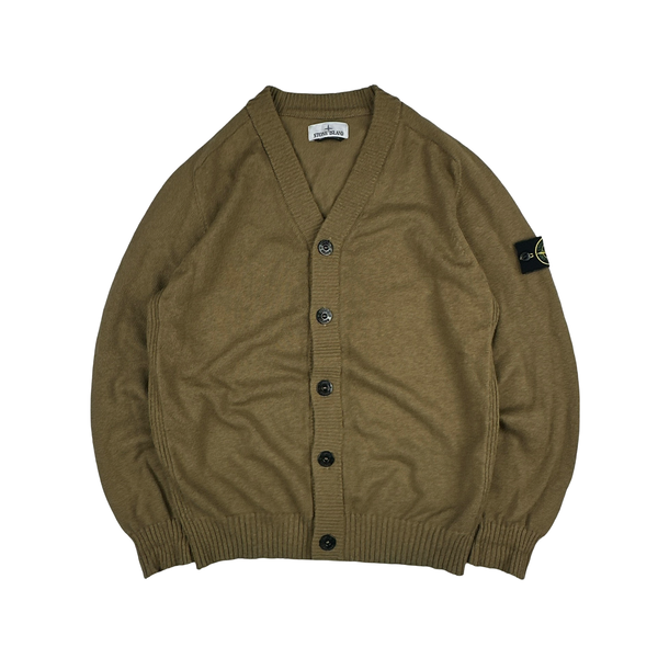 Stone Island 2023 Khaki Cotton Buttoned Cardigan Jumper - Large