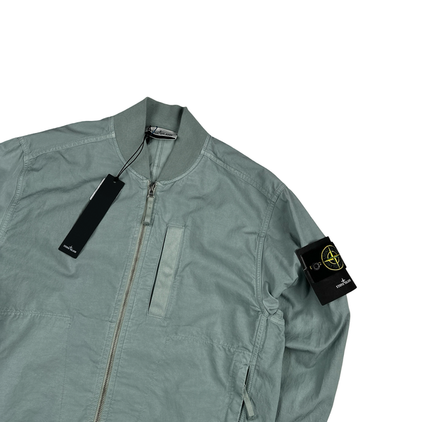 Stone Island 2023 Baby Blue Cupro Cotton Twill-TC Bomber Jacket - Small