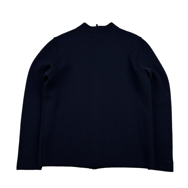 Prada Navy Heavyweight Wool Zipped Knit Jumper - XL