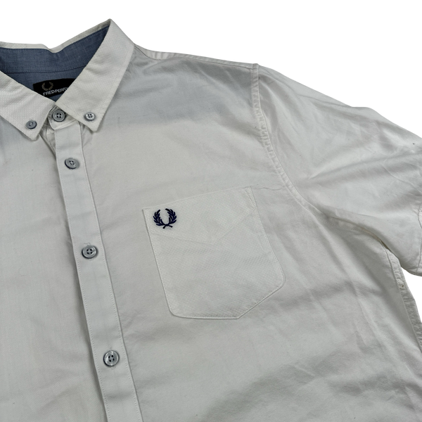 Fred Perry White Buttoned Short Sleeve Shirt - Large