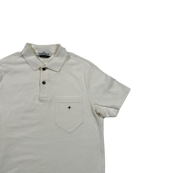 Stone Island Stellina White Slim Fit Compass Polo Shirt - Large