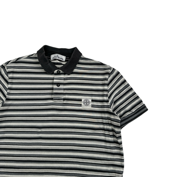 Stone Island 2014 Grey Striped Short Sleeved Polo Shirt - Large