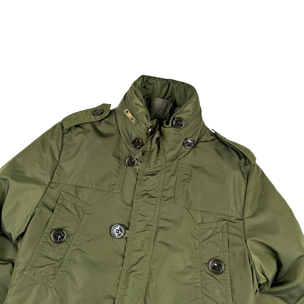 Burberry Green Multi Pocket Quilted Lined Long Jacket - Medium