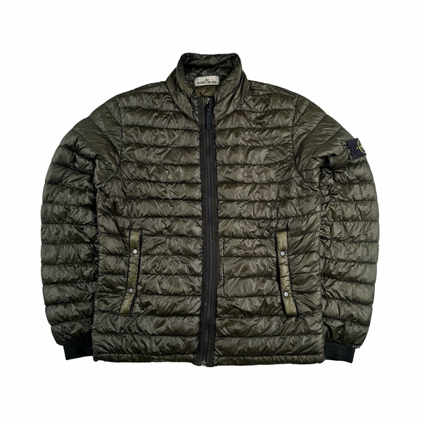 Stone Island Khaki Garment Dyed Down Jacket Medium