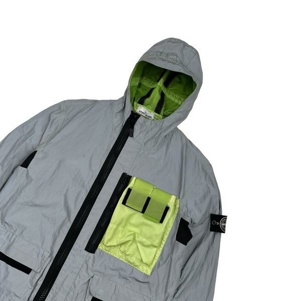 Stone Island 2017 Green Garment Dyed Plated Reflective Mussola Jacket - Large