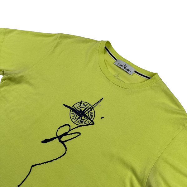 Stone Island 2022 Neon Cotton Compass Graphic T Shirt - Medium