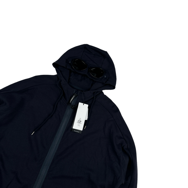 CP Company Navy Goggle Cotton Zip Up Hoodie - XXL