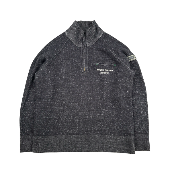 Stone Island 2006 Denims Wool Quarter Zip Knit Jumper - Large