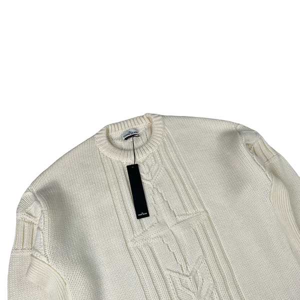 Stone Island 2020 White Thick Winter Embossed Knit - 3XL