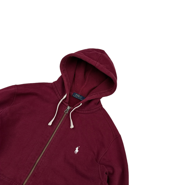 Ralph Lauren Red Thick Cotton Zipped Hoodie - Medium