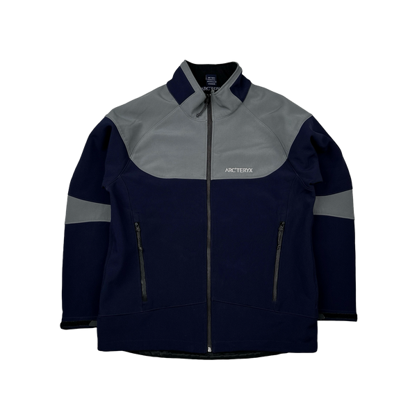 Arcteryx Navy Colour Block Soft Shell Thick Fleece Lined Zipped Jacket - Medium