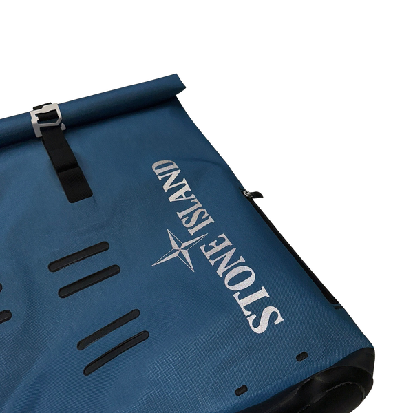 Stone Island Ortlieb Blue Reflective Spellout Waterproof Backpack
