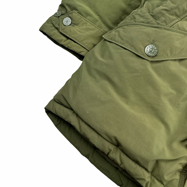 Stone Island 2014 Green Micro Reps Down Filled Fur Trim Parka - Medium