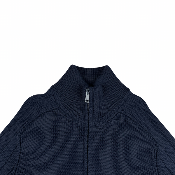 Gucci Navy Heavyweight Thick Wool Knit Zipped Jumper  - XL