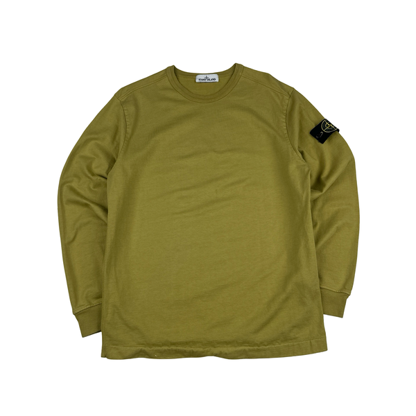 Stone Island 2021 Olive Green Cotton Long Sleeve Jumper - Medium